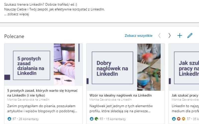 Wyniki badania profili na LinkedIn - Polecane