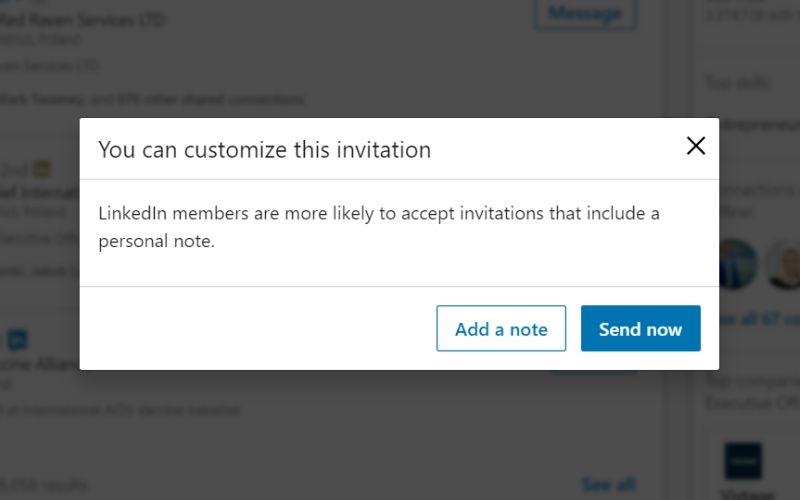 Pozyskiwanie kontaktów przez wysyłanie zaproszeń na LinkedIn
