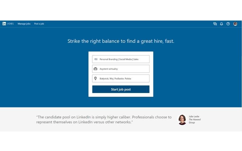 Obrazek pokazuje, jak dodawać płątne oferty pracy na LinkedIn.